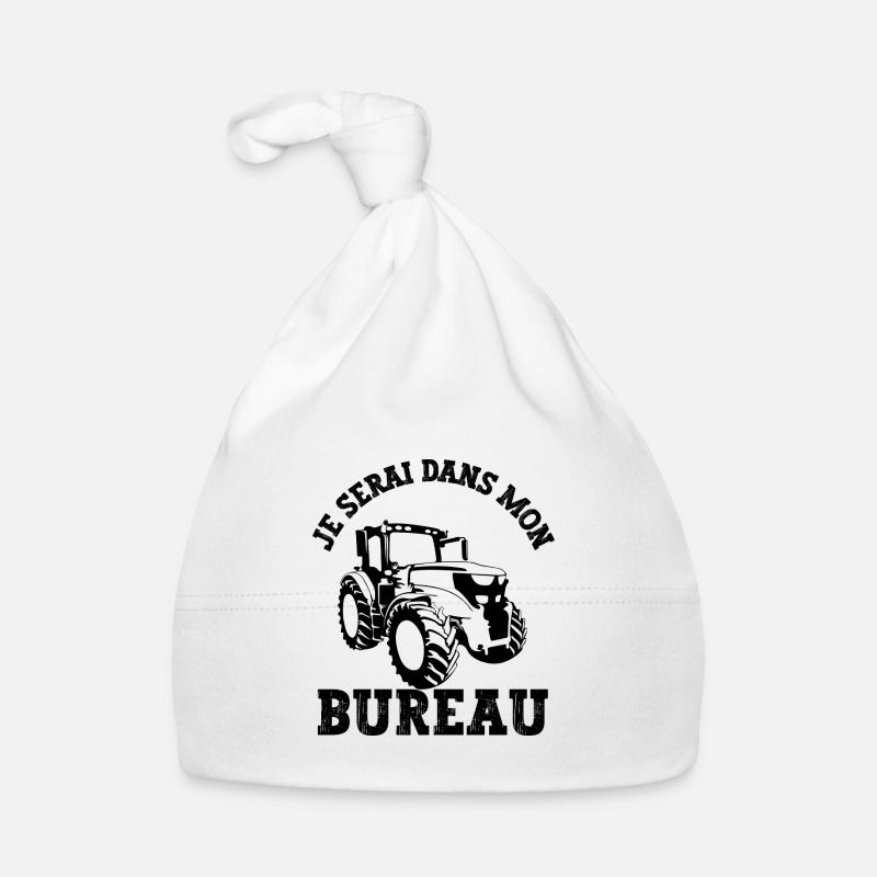 je serai dans mon bureau - Bonnet bio Bébé - blanc