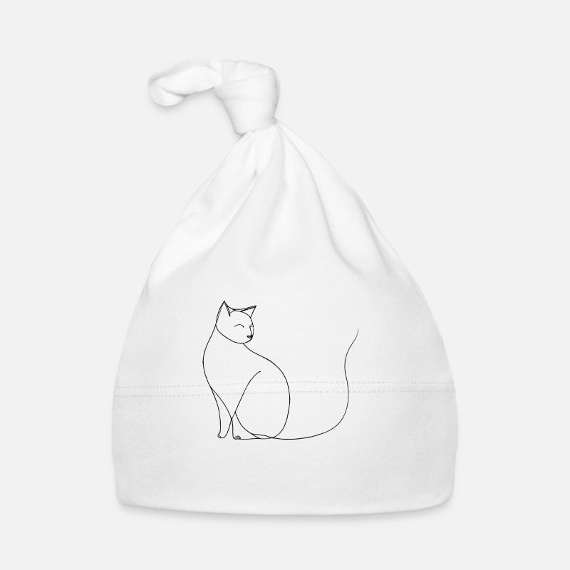 Art minimaliste au trait fin du chat Bonnet bio Bébé