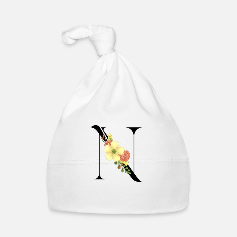 Elégante lettre 'T' avec des fleurs Bonnet bio Bébé