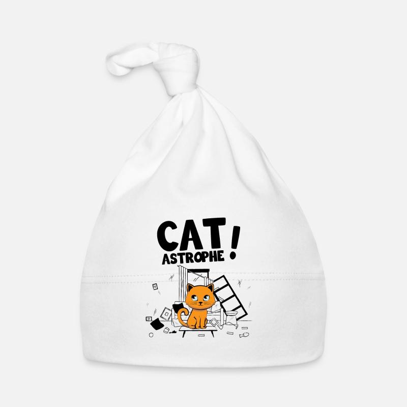 Cat Astrophe ! - Jeu de Mots Chatons Mignons - Bonnet bio Bébé - blanc
