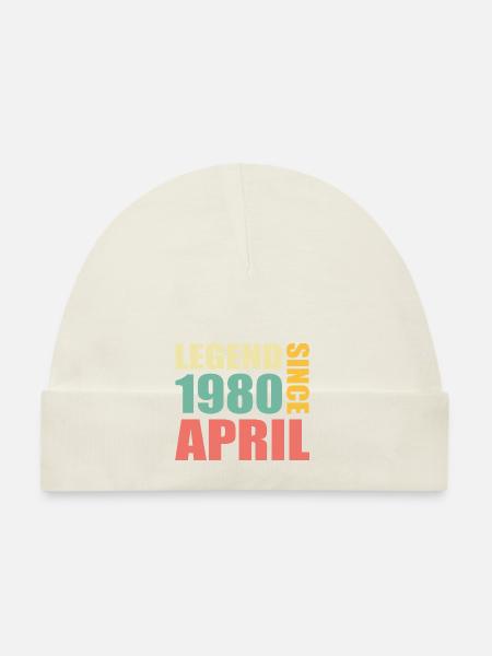 43e anniversaire avril Né en 1980 Idée cadeau - Bonnet bio Bébé - blanc - Devant