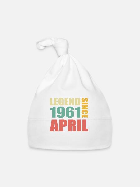 62e anniversaire Avril Né 1961 Idée cadeau - Bonnet bio Bébé - blanc - Devant