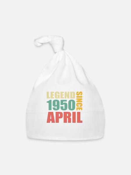 73e anniversaire Avril né en 1950 Idée cadeau - Bonnet bio Bébé - blanc - Devant