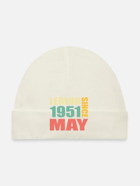 72e anniversaire mai millésime 1951 Idée cadeau - Bonnet bio Bébé - blanc - Devant