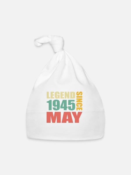 78th Birthday May Vintage 1945 Gift Idea - Organic Baby Cap - white - Front