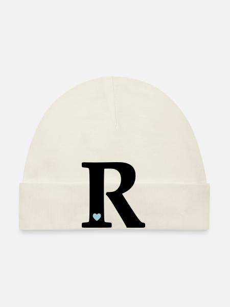 Lettre R Lettre initiale - Bonnet bio Bébé - blanc - Devant