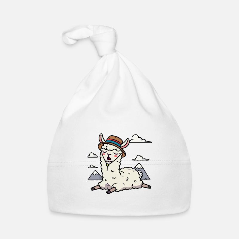 Comic Lama Hut Wolken Berge Schlaf Pause Baby Bio-Mütze