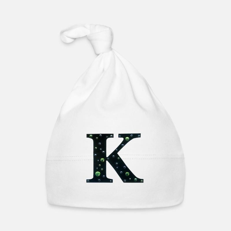 Lettre K Monogramme, Vert et Argent - Cool Galaxy Bonnet bio Bébé