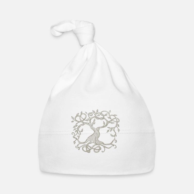 Celtic tree, beige Organic Baby Cap