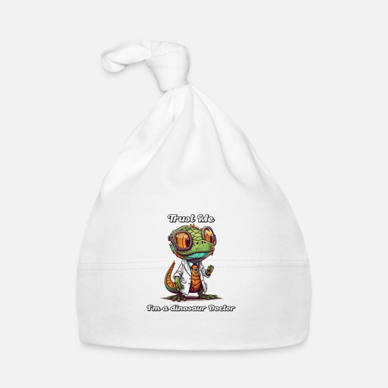 Ein kleiner Dinosaurier als Arzt verkleidet, ein schönes Geschenk. Baby Bio-Mütze