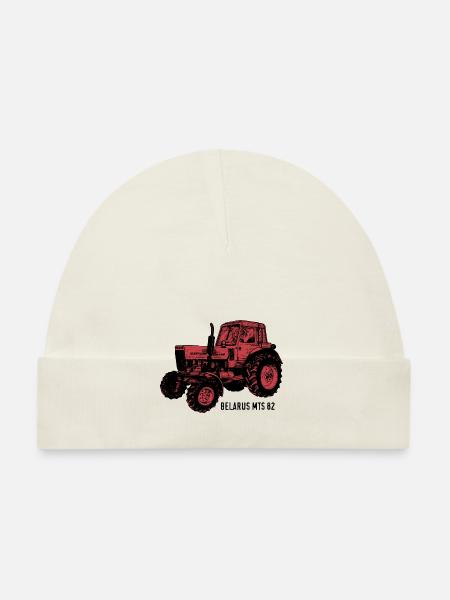 Belarus mts Traktor Landwirt Geschenk - Baby Bio-Mütze - Weiß - Vorne