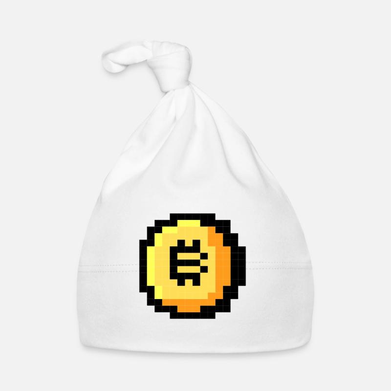 Pixel Bitcoin - Baby Bio-Mütze - Weiß