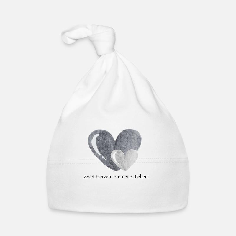 Deux cœurs, un début plein d’amour - Bonnet bio Bébé - blanc