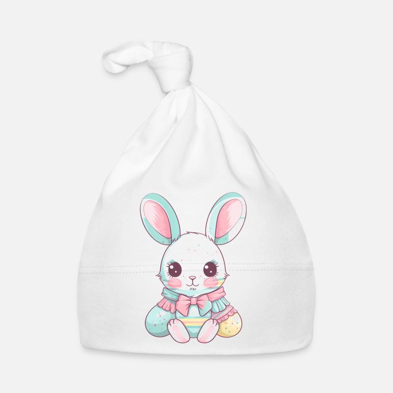 Pastel Easter Bunny with bow Organic Baby Cap