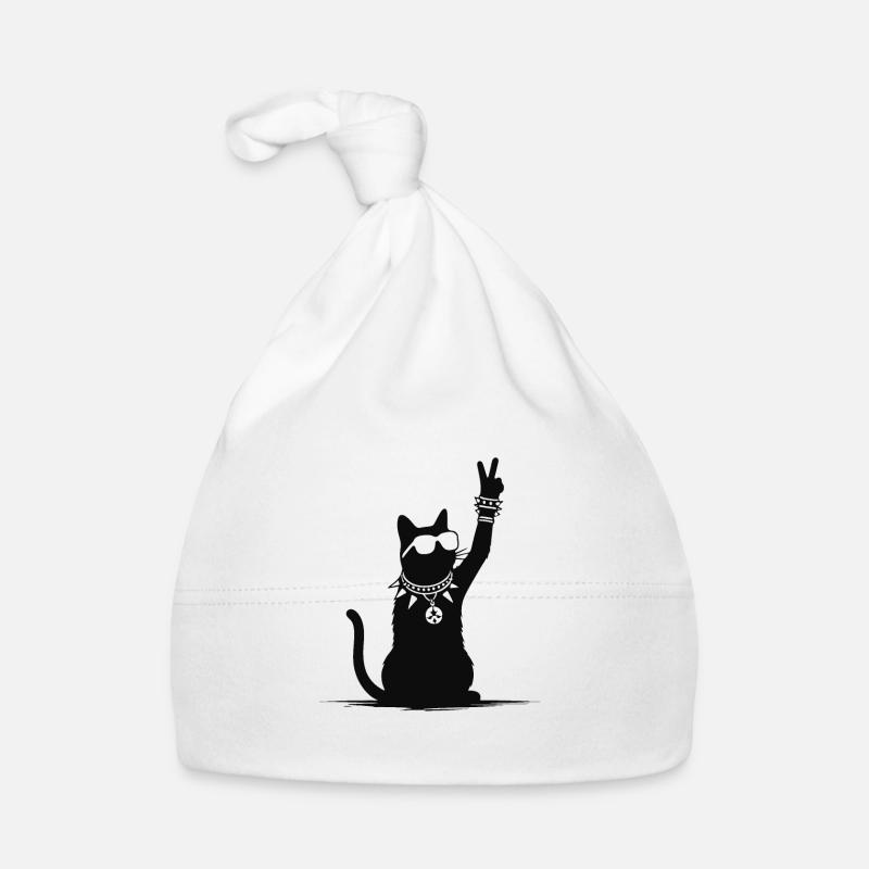 Chat à bascule avec signe de victoire Bonnet bio Bébé