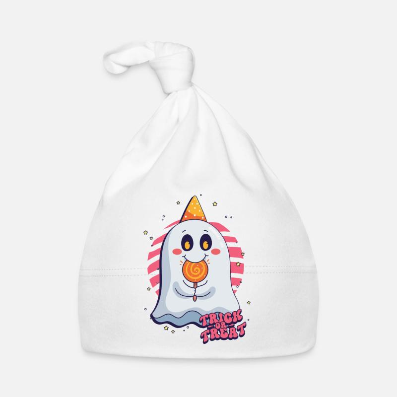 Trick or Treat Halloween Ghost Organic Baby Cap