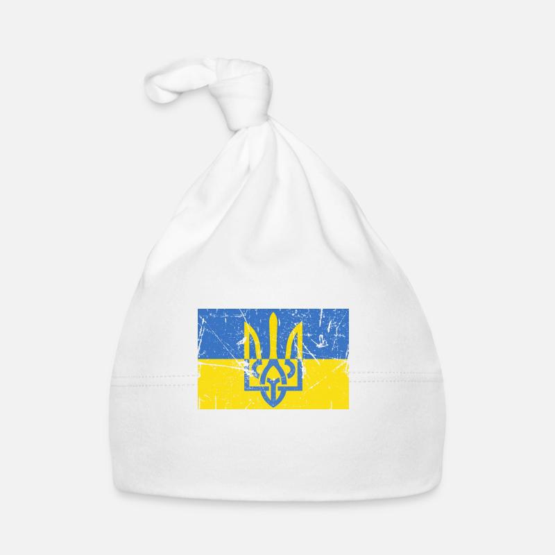 Drapeau Ukrainien Trident Ukraine - Bonnet bio Bébé - blanc
