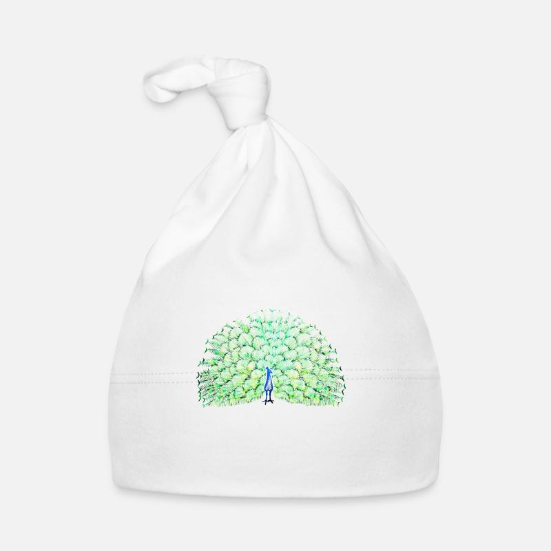 peacock - Organic Baby Cap - white