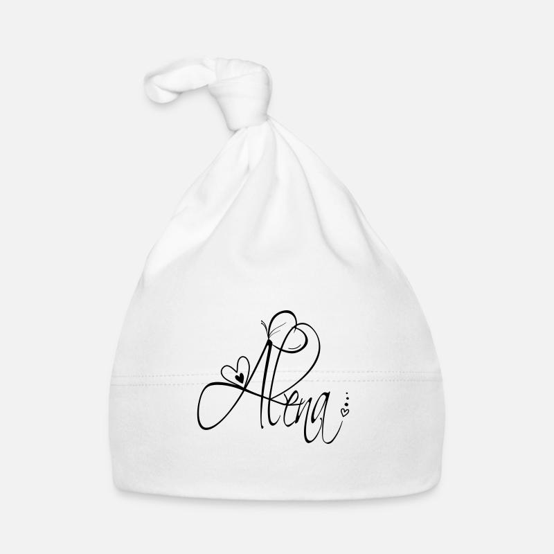 Alena Name Vorname Mädchen Kalligrafie Dekor Baby Bio-Mütze