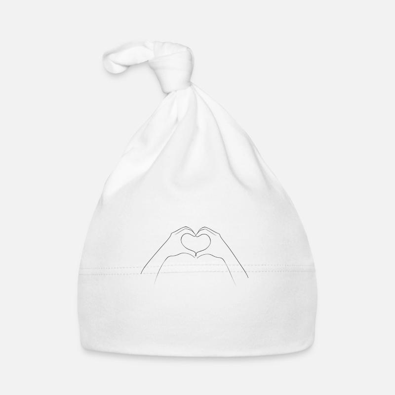 Coeur de la main - Bonnet bio Bébé - blanc