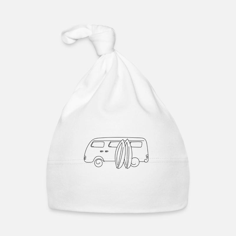 Retro van with surfboards Organic Baby Cap