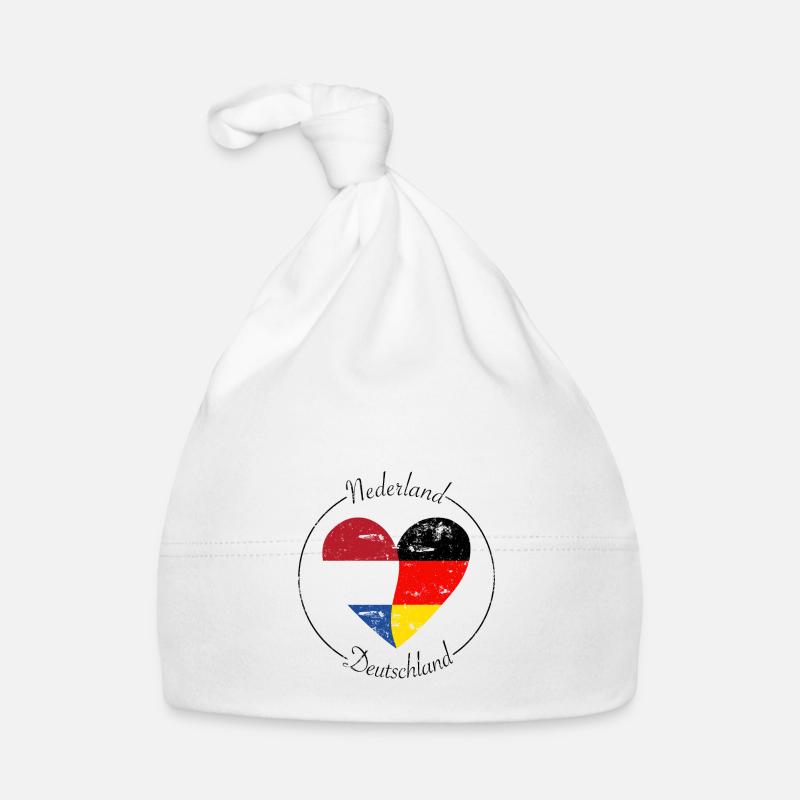 Logo du cœur des Pays-Bas et de l’Allemagne - Bonnet bio Bébé - blanc