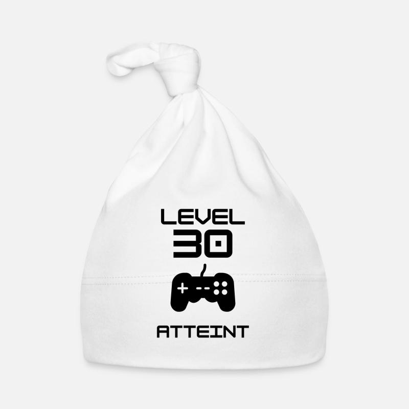 level 30 atteint - anniversaire 30 ans geek - Bonnet bio Bébé - blanc