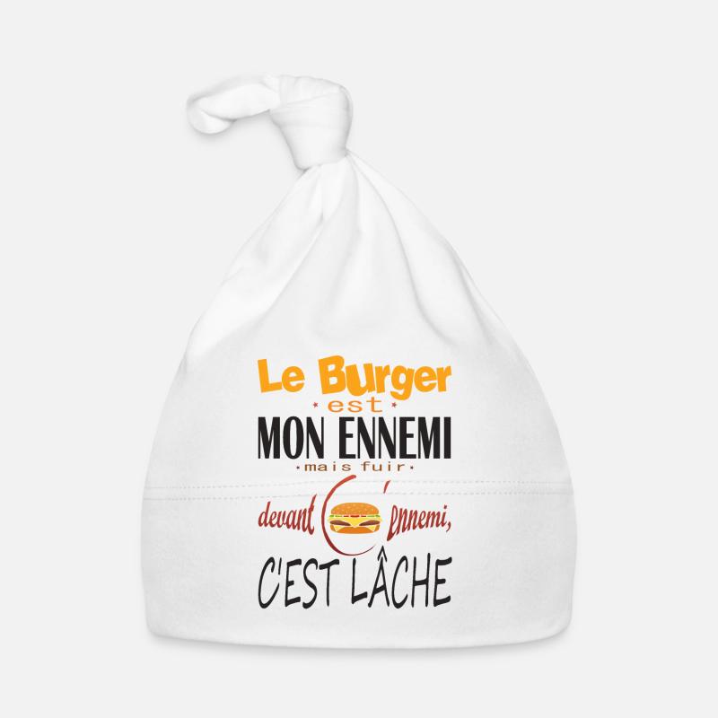 hamburger ennemi lache fuir humour manger citation Bonnet bio Bébé