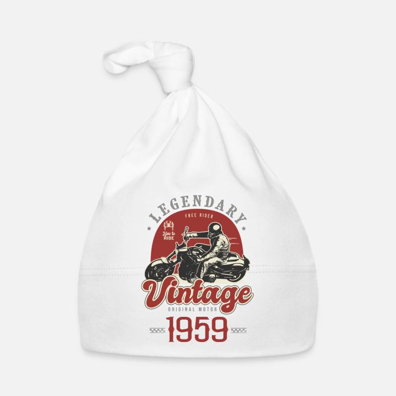1959 Anniversary Vintage Biker Motorcycle Organic Baby Cap