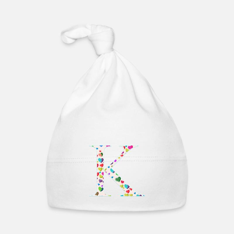 Personalisierbar Monogramm K Herzmuster Baby Bio-Mütze