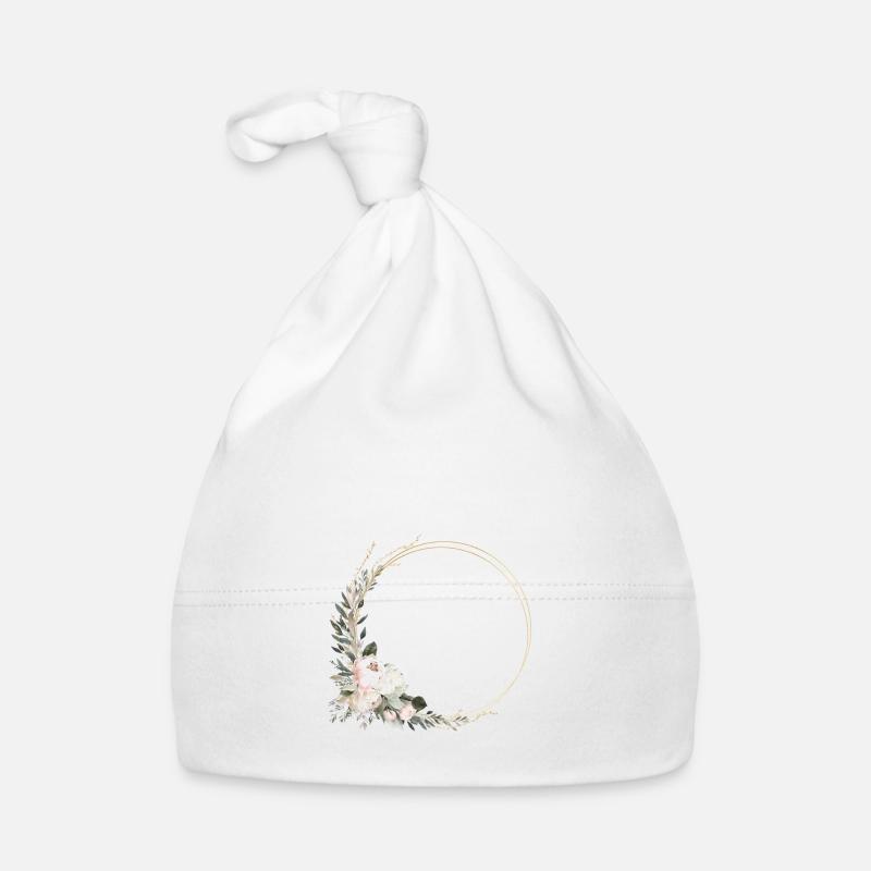 Modern Pastel Boho Flower Circle customizable Organic Baby Cap