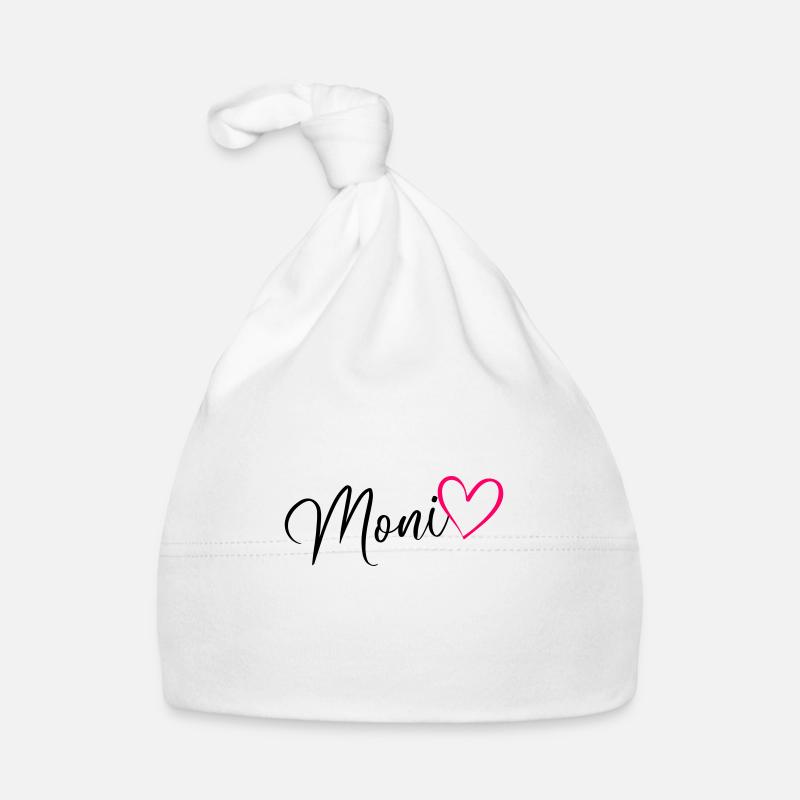 Moni Surname First Name Heart Pink Organic Baby Cap