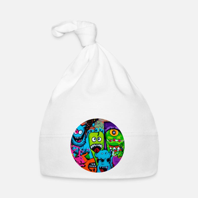 Graffiti Monster - Baby Bio-Mütze - Weiß
