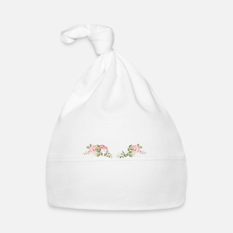 Rose Flowers Leaves Organic Baby Cap