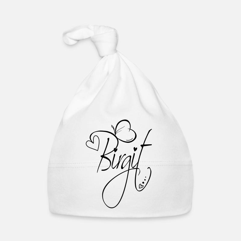 Birgit Nom Prénom Fille Calligraphie Décor Bonnet bio Bébé