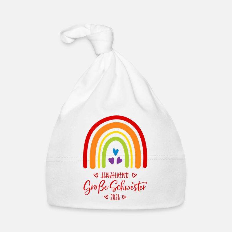 Große Schwester 2026 Regenbogen Baby Bio-Mütze