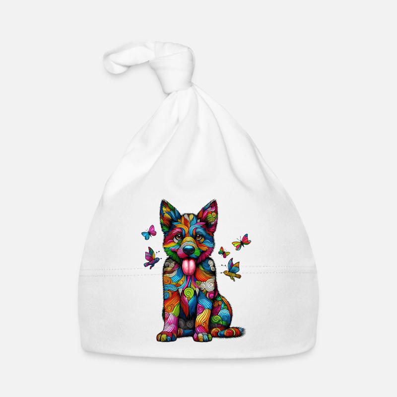 DOG COLORFUL COLORFUL RAINBOW PATTERN STRIPES Organic Baby Cap