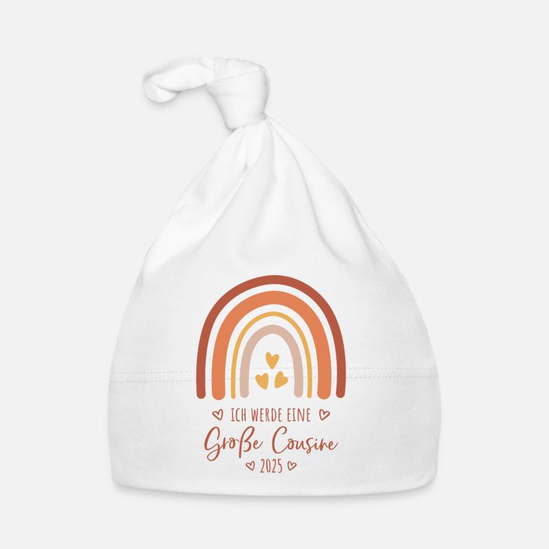 Boho Regenbogen Ich werde eine große Cousine 2025 Baby Bio-Mütze