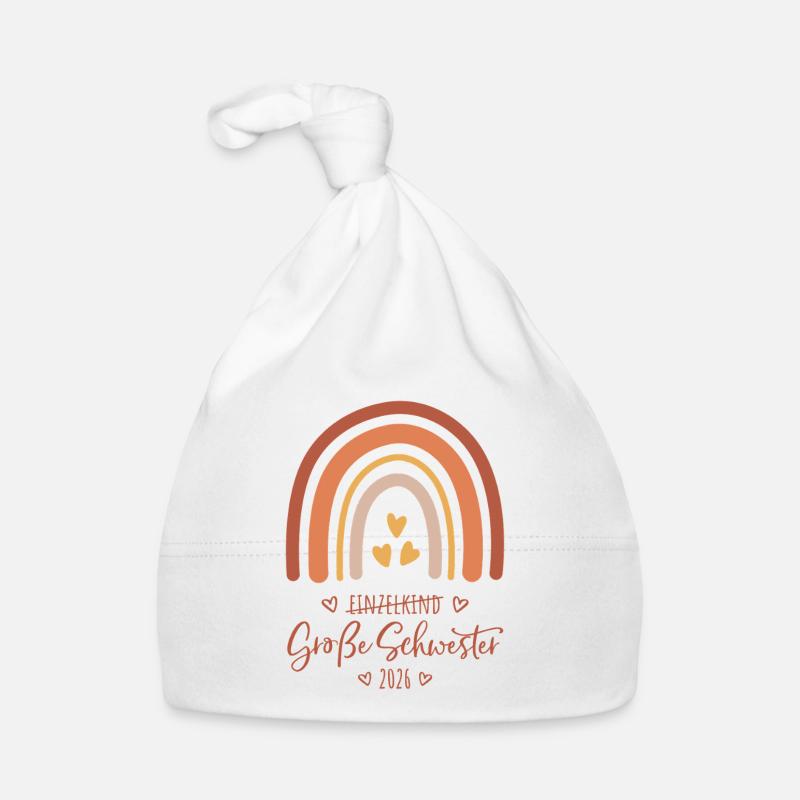 Große Schwester 2026 Regenbogen Baby Bio-Mütze