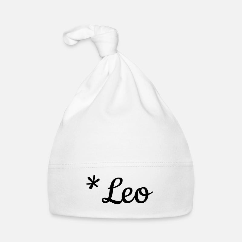 Boy name Leo as lettering on baby clothes Organic Baby Cap