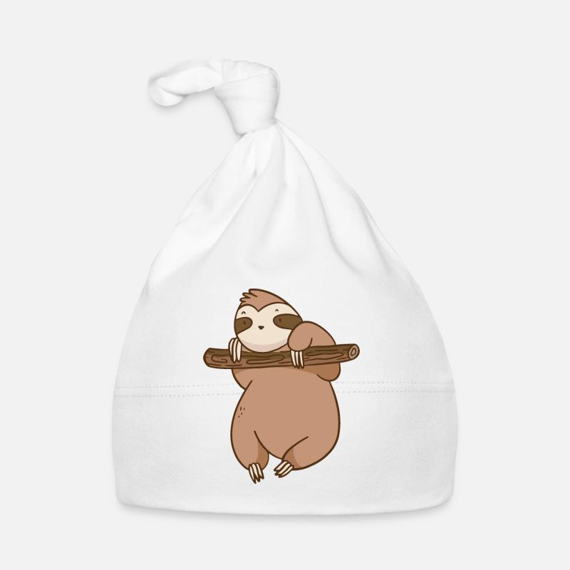 Funny sloth that makes chin-ups - Organic Baby Cap - white