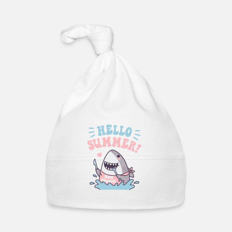 Funny Shark Bon Appetit, Hello Summer Organic Baby Cap