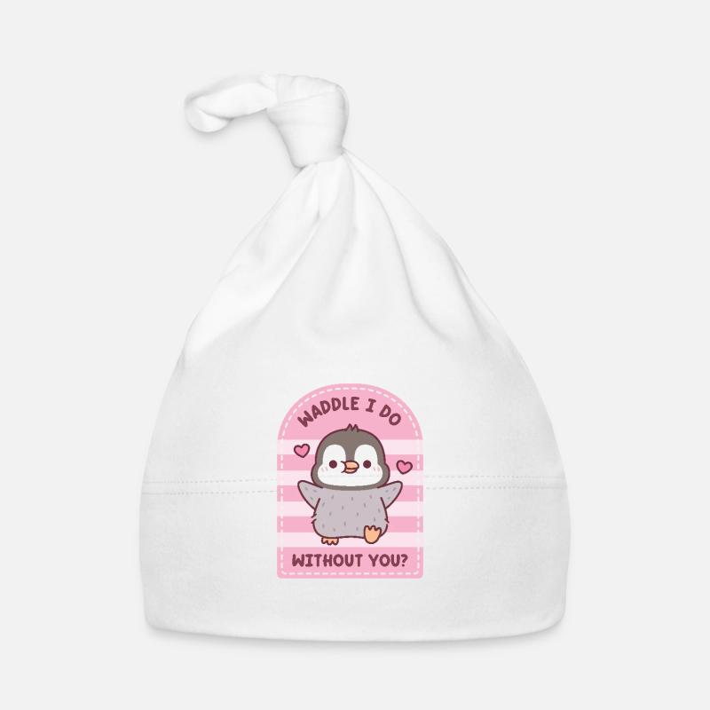 Mignon pingouin se dandiner je fais sans toi jeu de mots sur la Saint-Valentin Bonnet bio Bébé