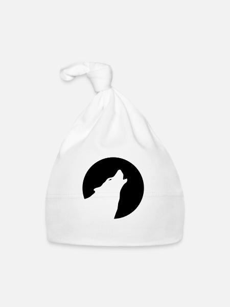 wolf - Organic Baby Cap - white - Front