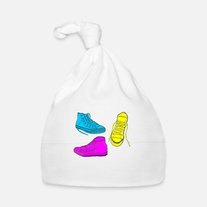 Trainer farbigen - Baby Bio-Mütze - Weiß