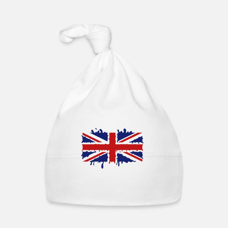 Dripping Union Jack - Organic Baby Cap - white