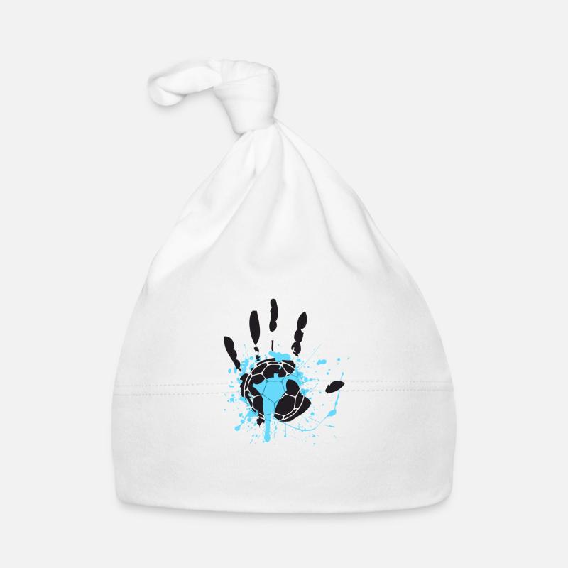 Blauer Hand großen - Baby Bio-Mütze - Weiß