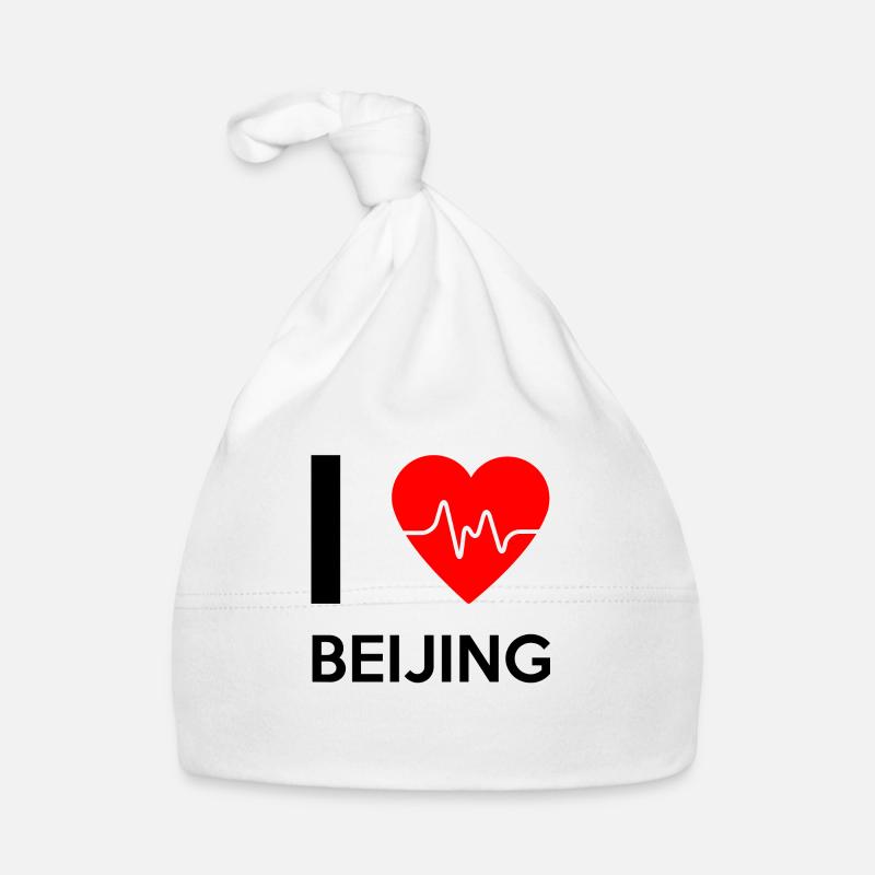 J'aime Pékin - I Love Pékin - Bonnet bio Bébé - blanc
