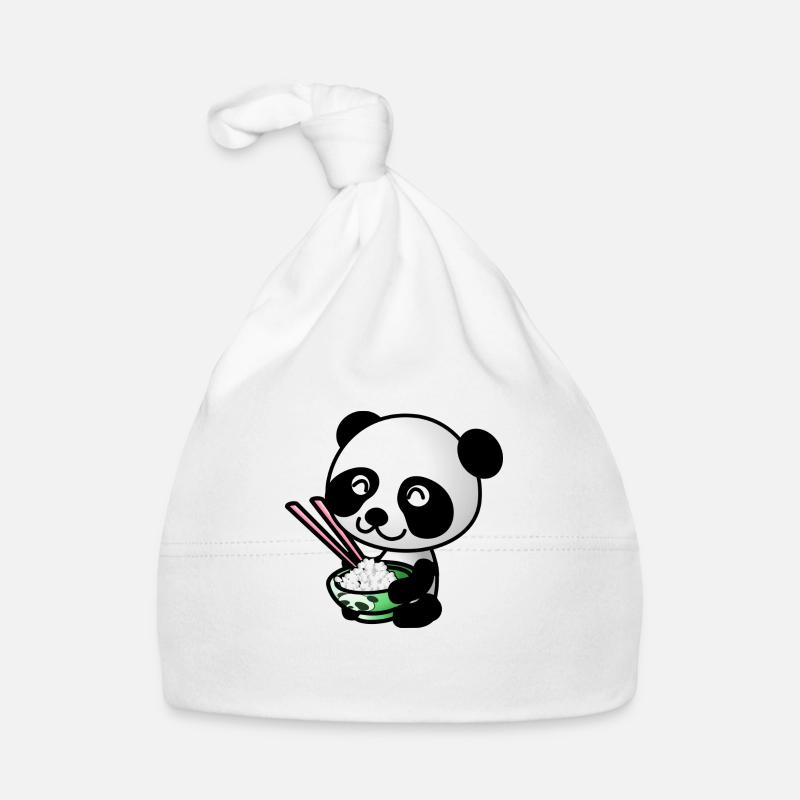 Panda doux avec un bol de riz Bonnet bio Bébé
