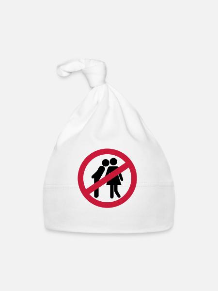 Küssen verboten - Baby Bio-Mütze - Weiß - Vorne